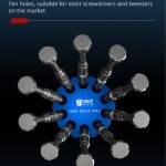 bst 10s-ten-holes-aluminum-360-rotating-magnetic-screwdriver-storage-rack-for-mobile-phone-repair-5