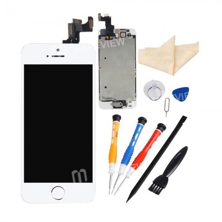 Replacement iPhone 5s LCD with spareparts home button earphone camera etc white