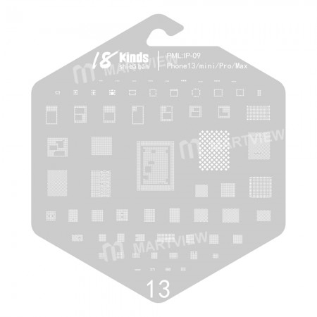 18 Kinds Chip BGA IC Reballing Stencil Kits for iPhone 6 to 13 Pro Max Screen Dot Matrix IC