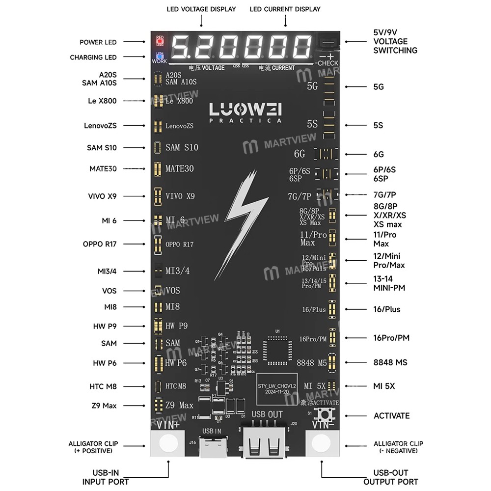 luowei lw-b03-battery-fast-charging-activation-board-for-iphone-6-to-16pm-android-6