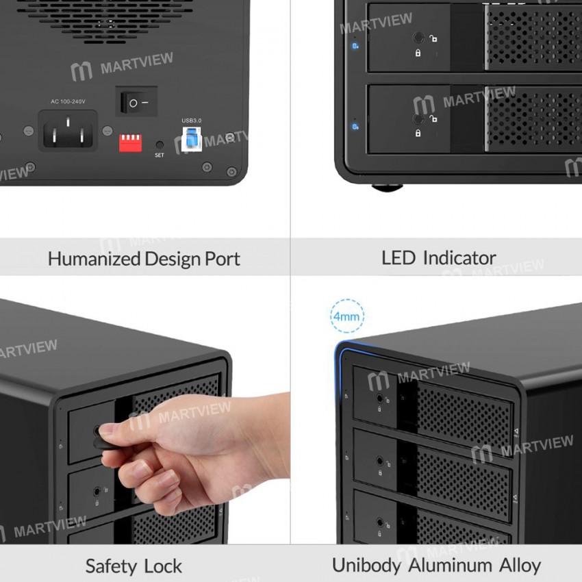Orico 95 Series Multi-Bay 3.5'' SATA to USB3.0 HDD Aluminum Docking Station Built-in Power Supply