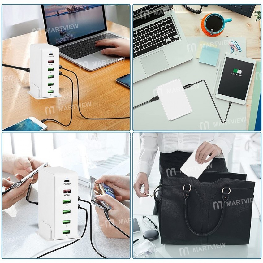 65w portable-6-port-pd30-qc30-desktop-usb-fast-charging-station-for-phone-tablet-headphone-8