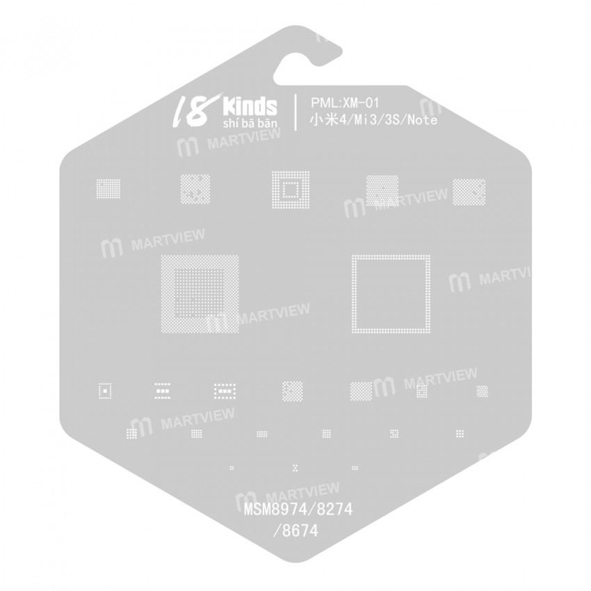 18 Kinds CPU BGA IC Reballing Stencil Kits for Xiaomi Phones