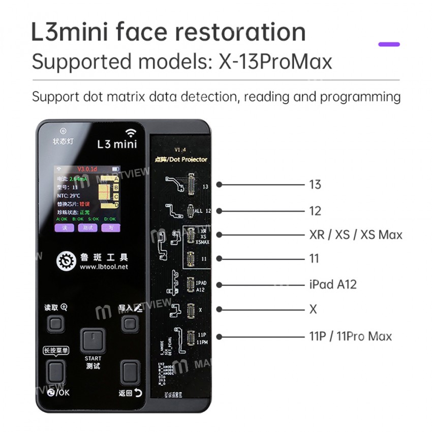Luban L3 Mini Smart Programmer for iPhone 6G / SE to 13Pro Max Face ID & Battery Data Detection