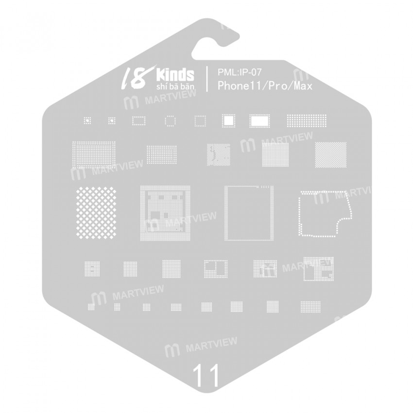 18 Kinds Chip BGA IC Reballing Stencil Kits for iPhone 6 to 13 Pro Max Screen Dot Matrix IC