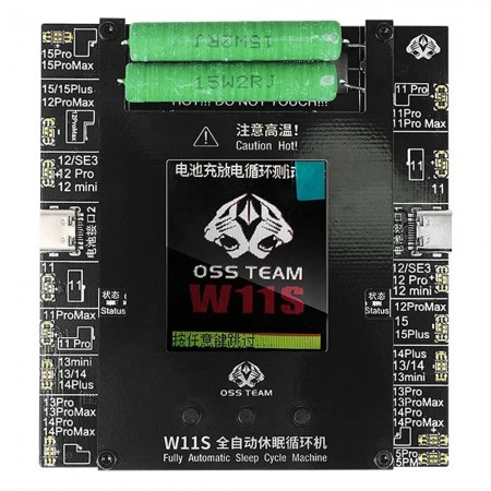 OSS Team W11S Dual-Channel Automatic Battery Cycle Tester for iPhone 8 to 15Pro Max