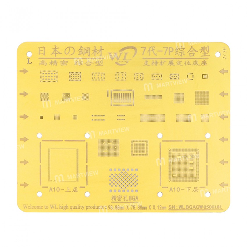 WL Gold BGA CPU IC Reballing Stencil Tin Net for iPhone 7 / 7 Plus
