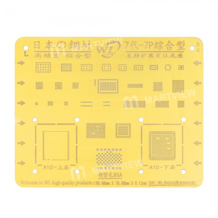 WL Gold BGA CPU IC Reballing Stencil Tin Net for iPhone 7 / 7 Plus