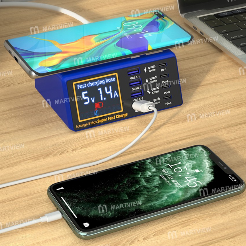 Mechanic iCharge 8Max 8-Port QC 3.0 Wireless Intelligent Super Fast Charge Station with LCD Display