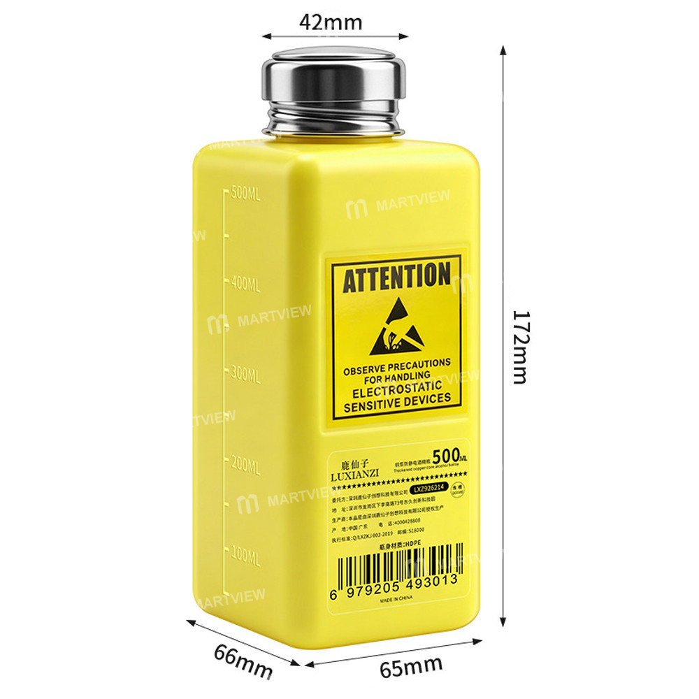 luxianzi 500ml-large-capacity-anti-static-push-button-plastic-alcohol-bottle-2