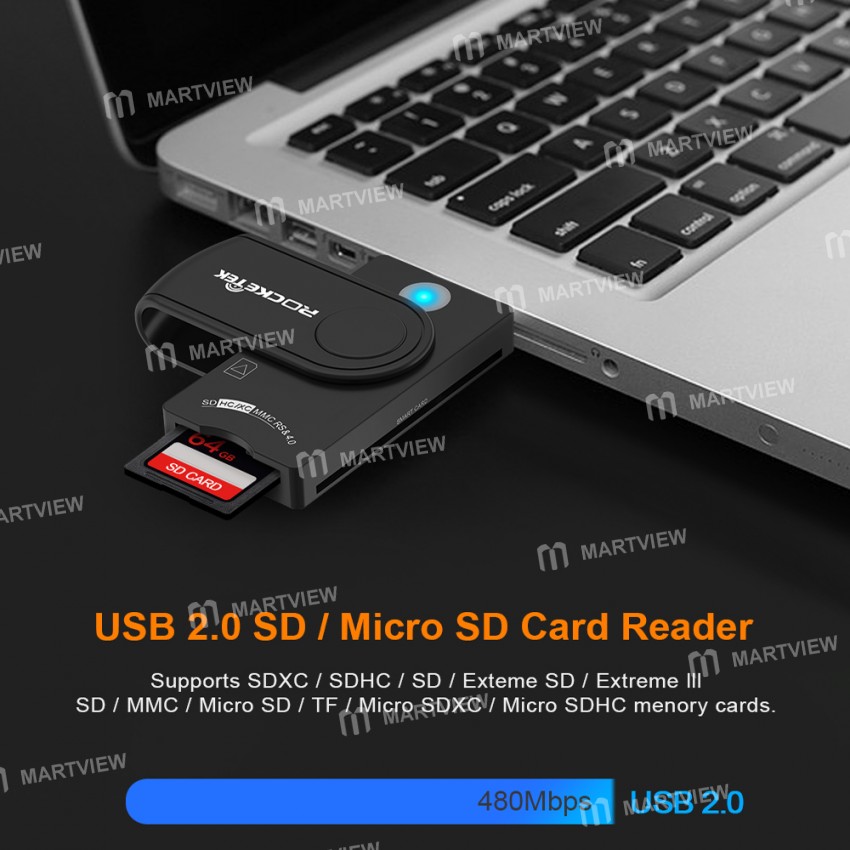 Rocketek RT-SCR10 High-Performance USB2.0 Smart Card Reader for Desktop and Mobile Devices