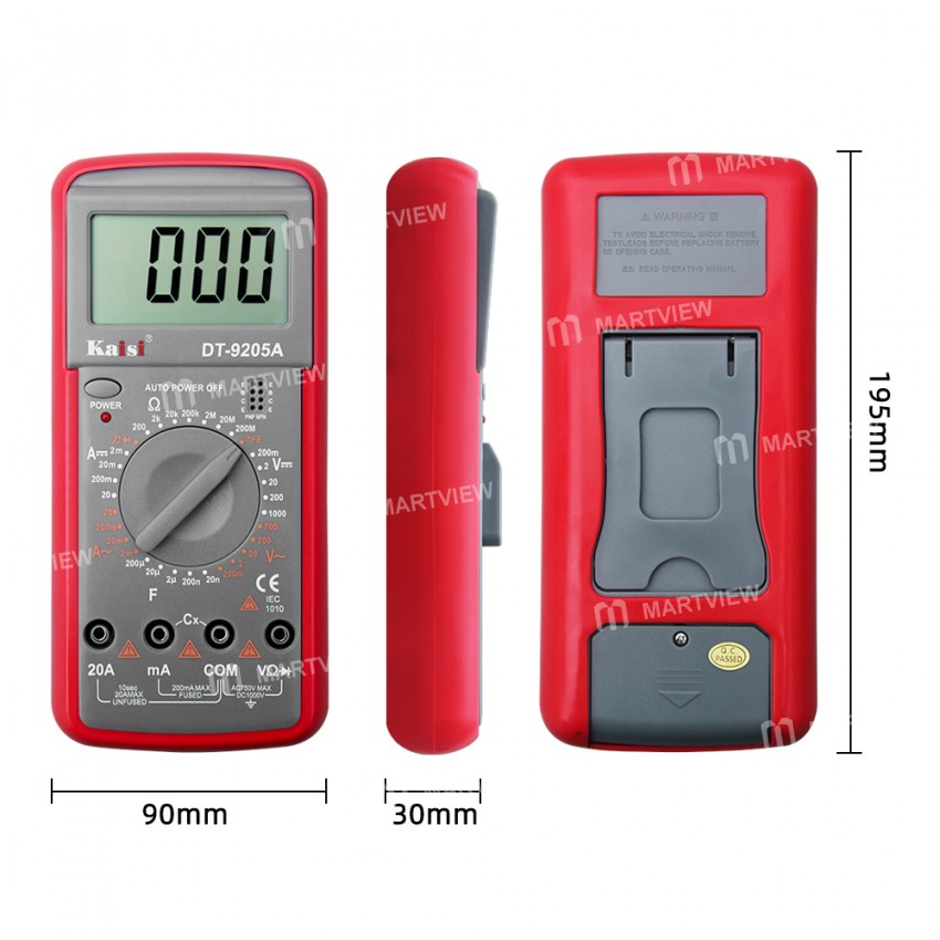 Kaisi DT-9205A Handheld High Precision LCD Digital Multimeter with Backlight