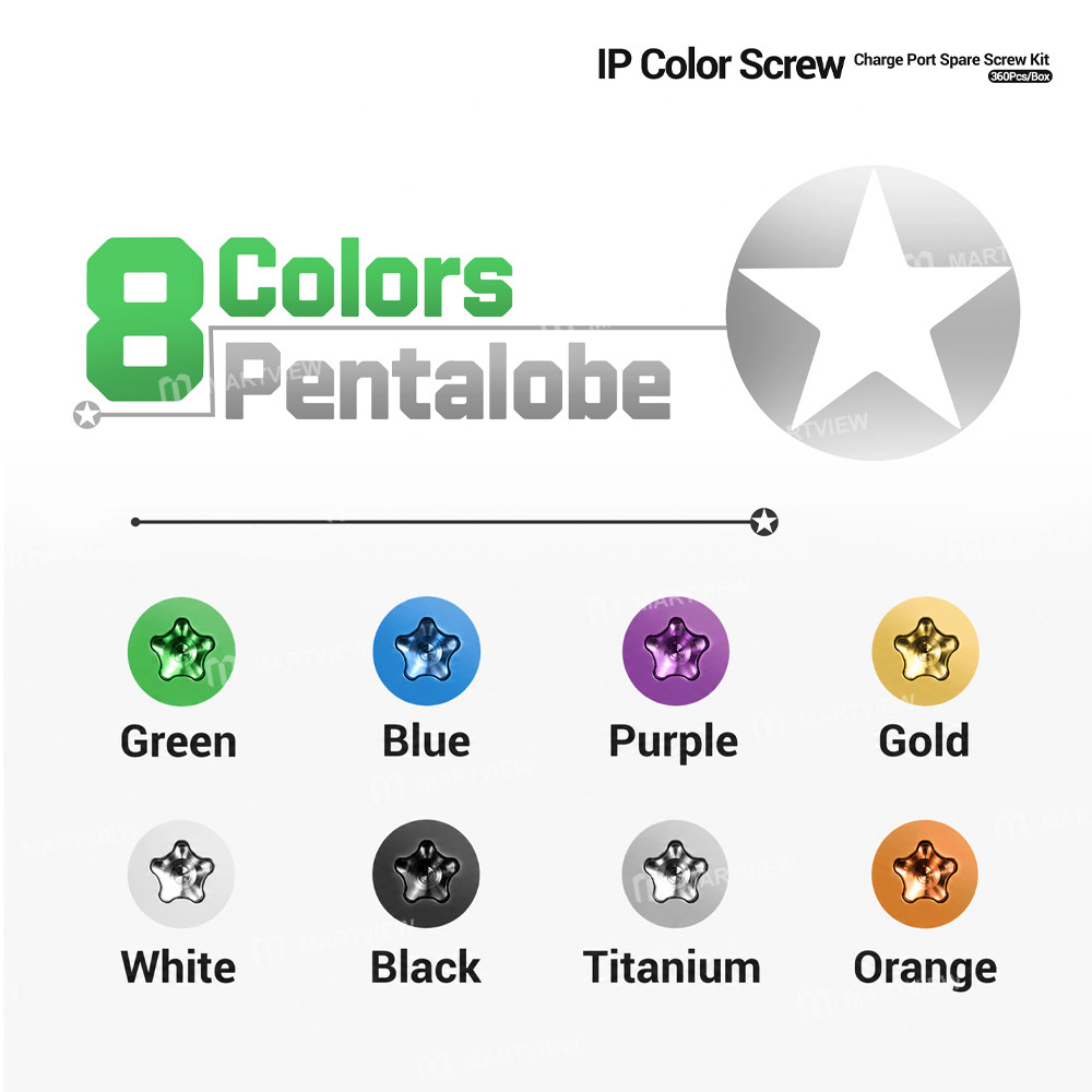 2uul sc13-8-color-pentalobe-charging-port-screws-kit-for-iphone-x-17-pro-max--360pcs-4