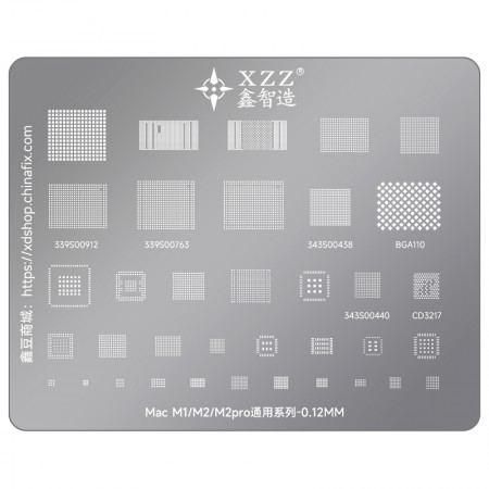 XZZ 0.12mm CPU Universal Series BGA Reballing Stencil for Apple Mac M1 / M2 / M2 Pro