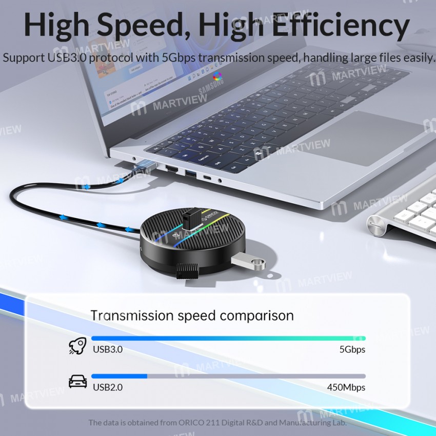 orico ys1-c2-usb-c-to-usb-a-4-port-desktop-type-usb-30-5gbps-high-speed-expansion-hub-10