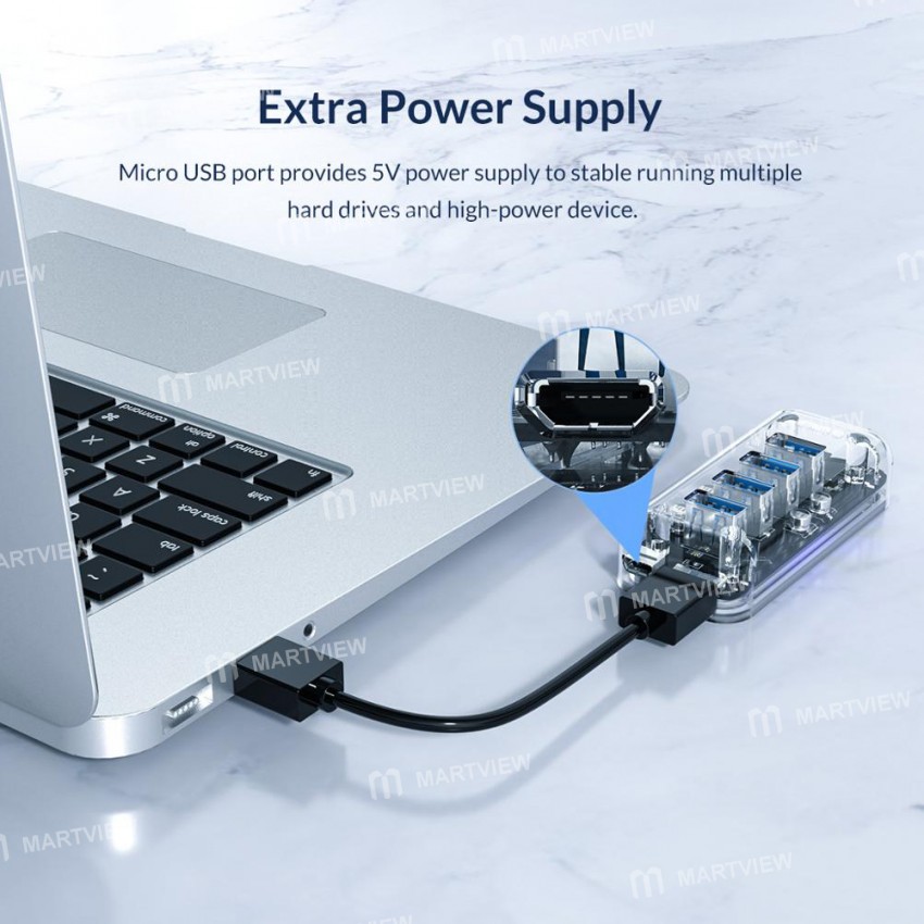 Orico Transparent Series 4 / 7 Port USB3.0 HUB with Dual Micro USB Power Interface Support OTG