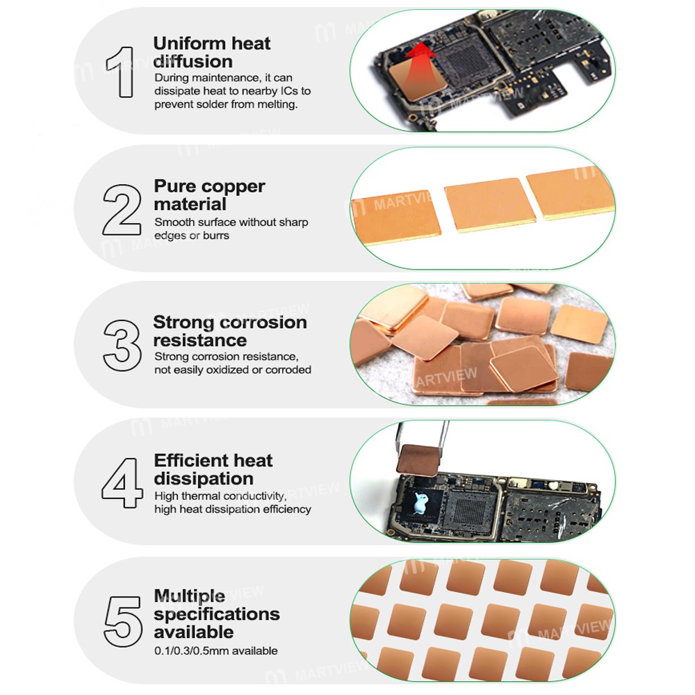 relife rl-093-series-124514mm-chip-heat-sink-copper-sheet-for-mainboard-cpu-chip-cooling--50pcs-5