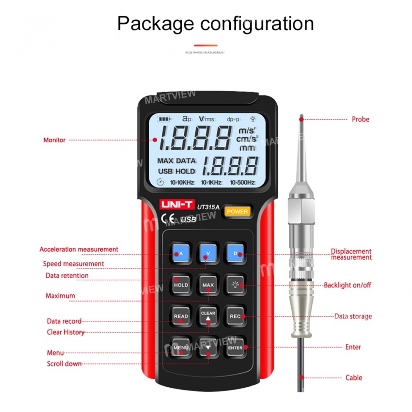 UNI-T UT315A Handheld Industrial Measuring Fault Digital Vibrometer