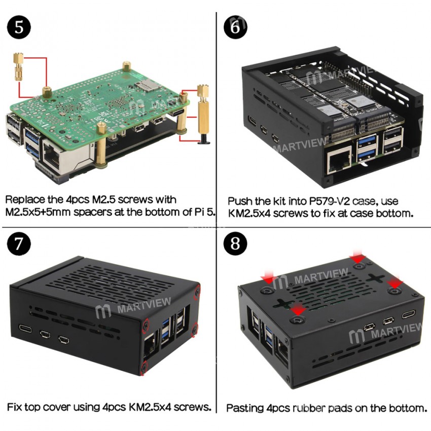 x1004 pcie-to-m2-nvme-protocol-dual-ssd-expansion-board-for-raspberry-pi-5-4