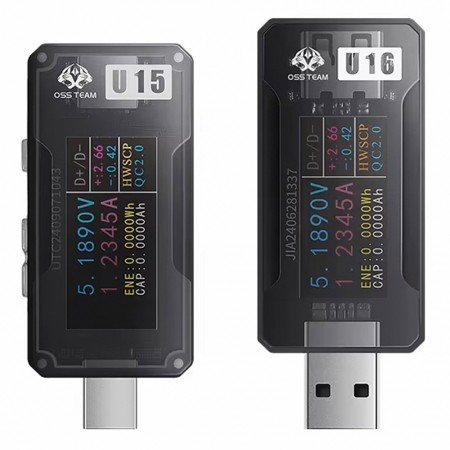 OSS U15 / U16 Type-C / USB-A 50V 12A Digital Display Fast Charging Tester