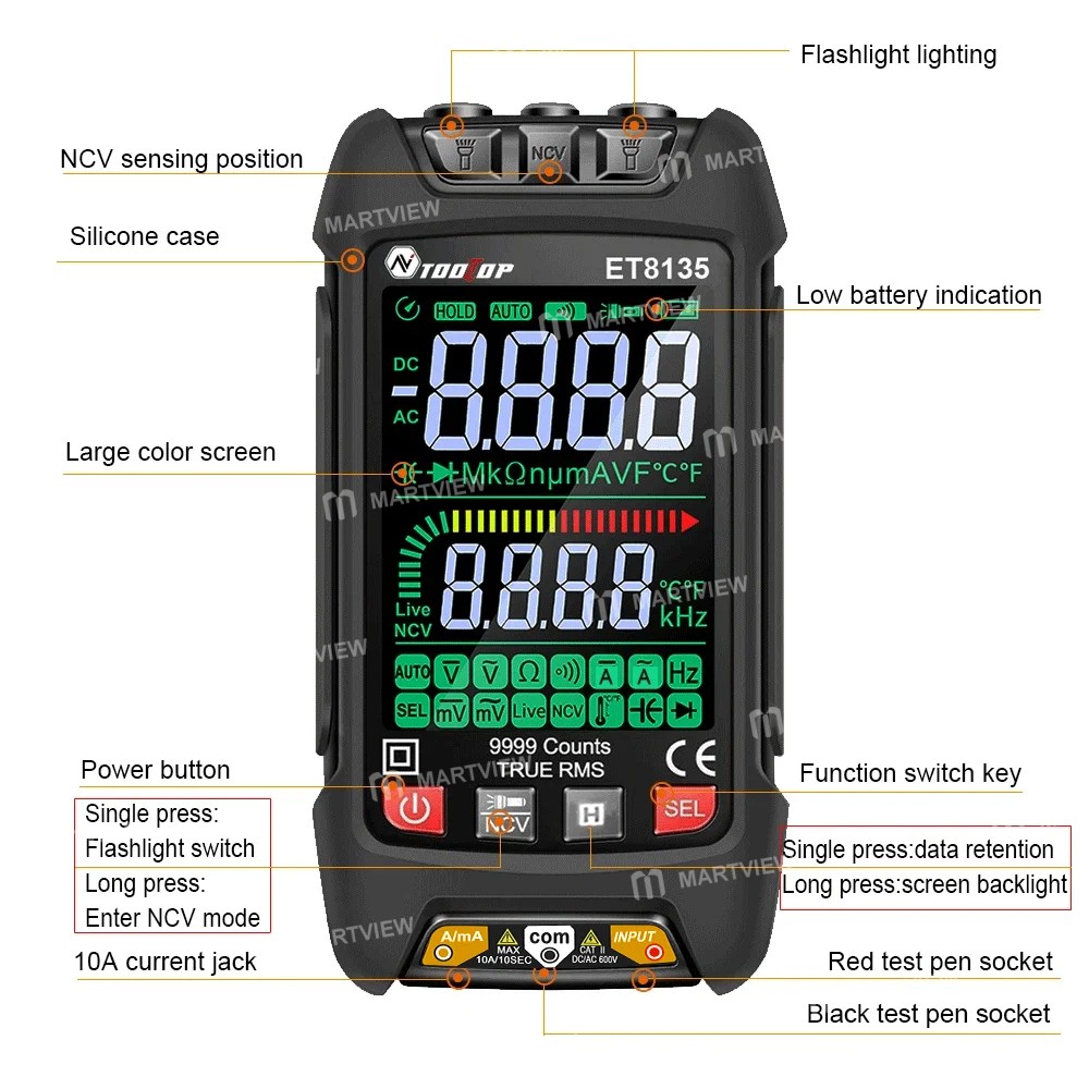 tooltop et8135-portable-color-display-intelligent-auto-identification-burn-proof-multimeter-12