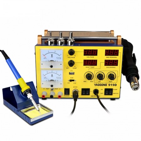Yaogong 919D 4-in-1 Hot Air Gun + Soldering Iron + Screen Remover + Power Supply Workstation