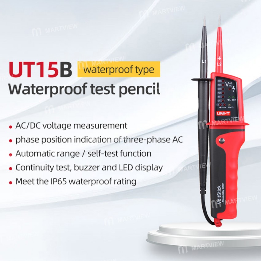 UNIT-T UT15B / UT15C IP65 Waterproof Auto Range Digital Voltage Sensitivity Tester Pen