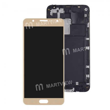 TFT LCD Display Touch Screen Digitizer Assembly Replacement for Samsung Galaxy J7 2015 J700F with Frame - Gold