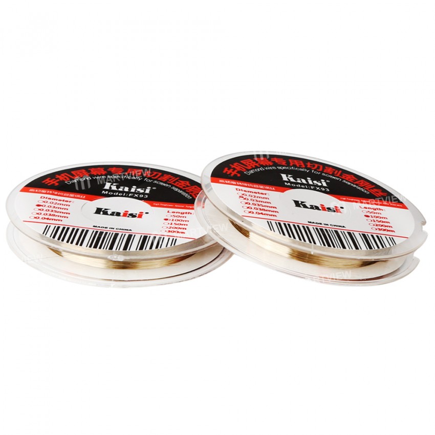 Kaisi FX93 100M 0.03mm Superfine Flexible Tungsten Alloys Steel Wire for OLED Screen Cutting Remove