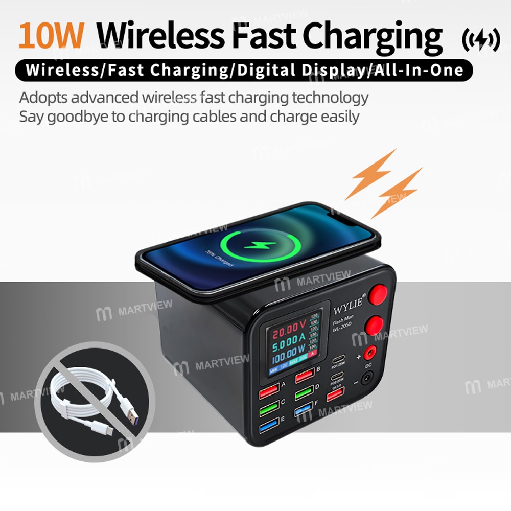 wylie wl-205d-100w-9-ports-usb-type-c-charger-station-with-wireless-charging--ex-expansion-port-4