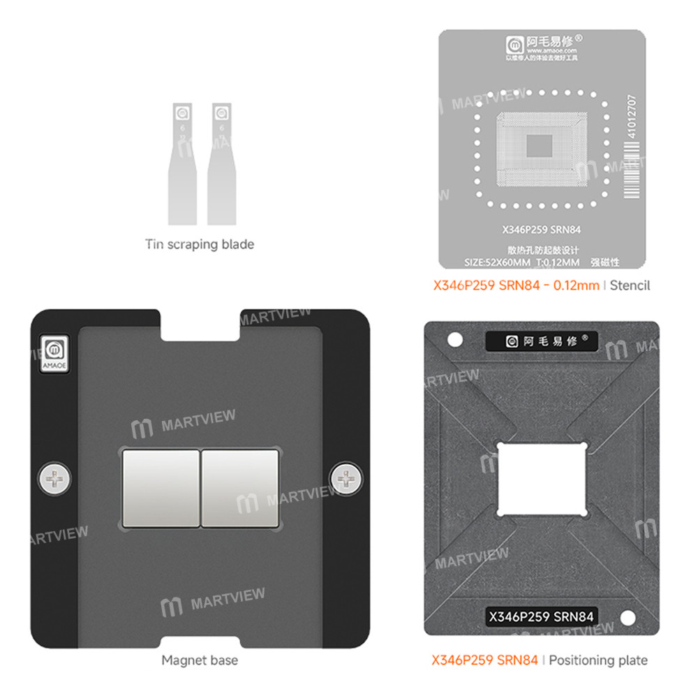 amaoe 012mm-x346p259-srn84-cpu-bga-reballing-stencil-platform-set-for-intel-ultra-5-134u-laptop-2