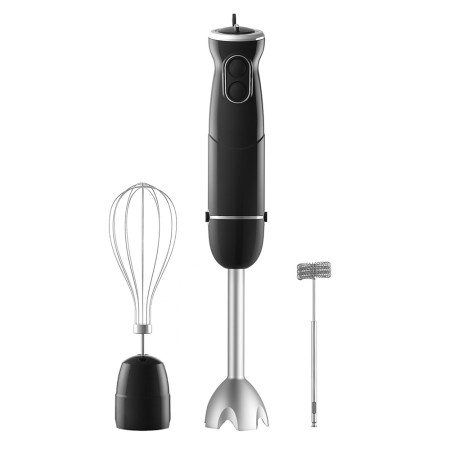 Homgeek 500W Immersion Hand Blender 3 in 1 6 Speed Electric Stick with Turbo Stainless Steel Whisk & Milk Frother Attachments Black