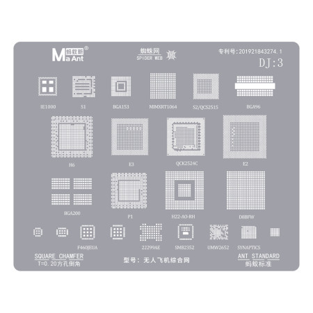 MaAnt DJ:3 0.20mm DJI Drone Chips Comprehensive BGA Reballing Stencil