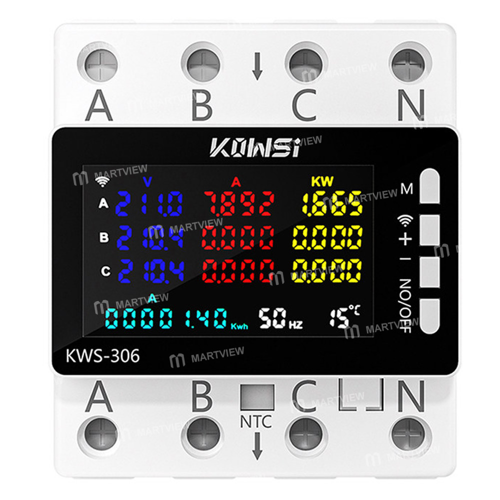 kws 306-series-hd-color-screen-three-phase-four-wire-rail-mounted-multifunction-meter-with-rs485-com