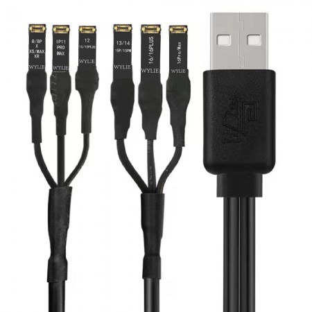 Wylie 3A 6-Ports USB Power Boot DC Power Supply Test Cable for iPhone 8 to 16Pro Max