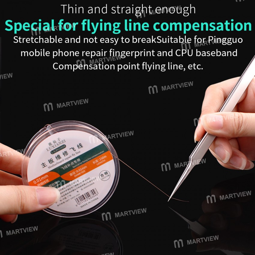 Luxianzi 150M 0.01 / 0.02mm Copper Fly Line for Phone Fingerprint / PCB Motherboard Repair