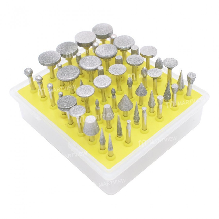 1/8 inch Shank Diamond Grinding Head Set for Electric Polisher - 50Pcs