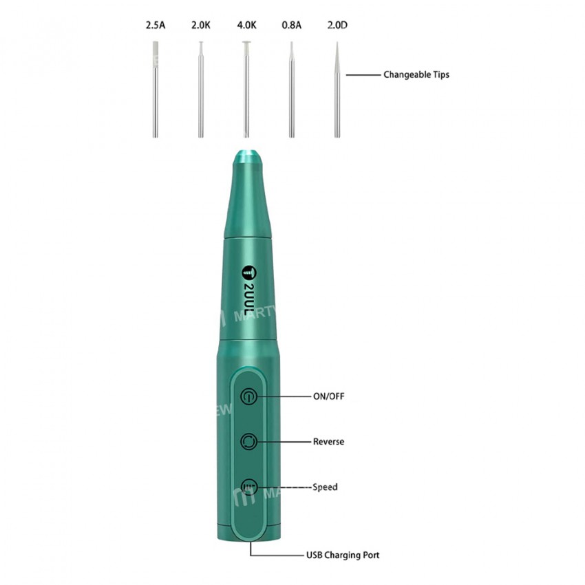 2UUL Rechargeable Electric Polishing Pen With Various Grinding Heads