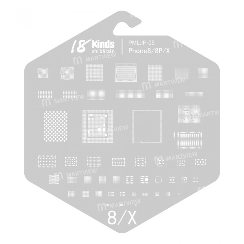 18 Kinds Chip BGA IC Reballing Stencil Kits for iPhone 6 to 13 Pro Max Screen Dot Matrix IC