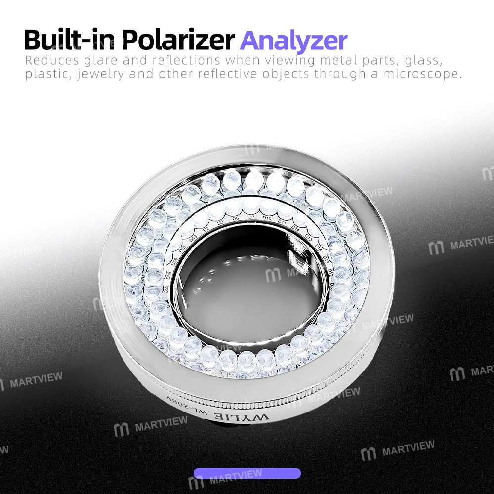 wylie wl-208v-high-lumen-adjustable-microscope-64-led-beads-polarized-ring-light-source-3