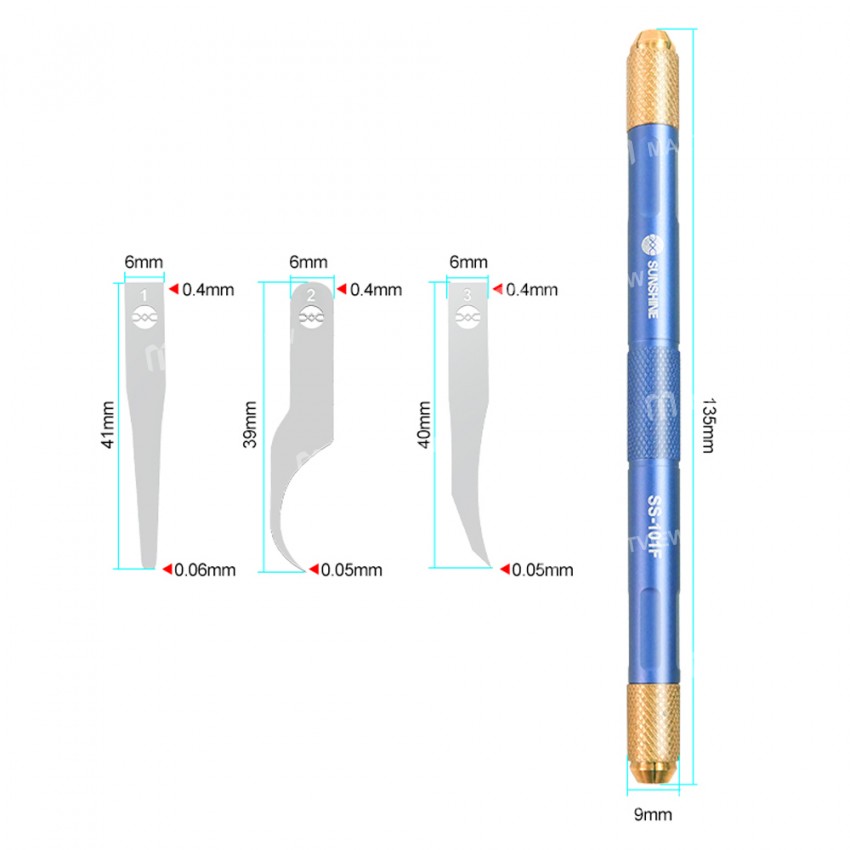 Sunshine SS-101F Chip Repair Advanced Blade Set for Separating Dot Matrix/Glue Removal/Chip Removal