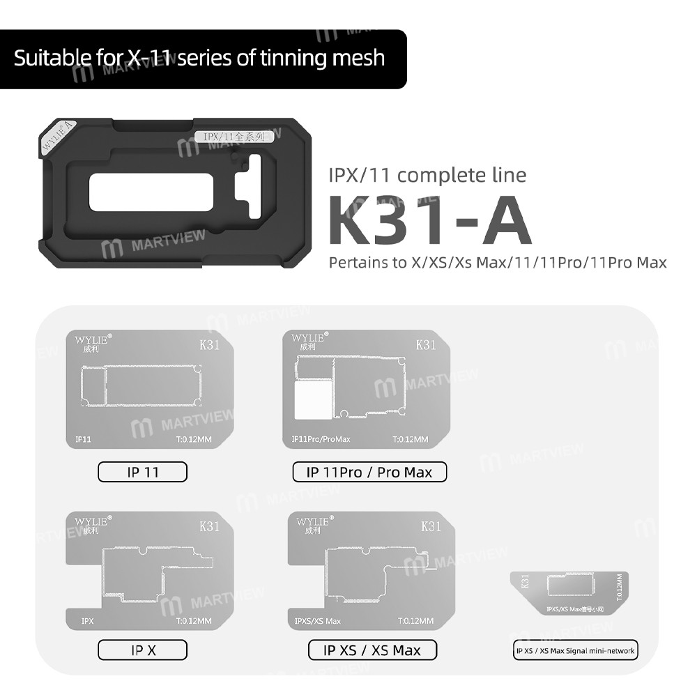 wylie k31-012mm-motherboard-middle-layer-planting-tin-platform-set-for-iphone-x-to-16pro-max-7