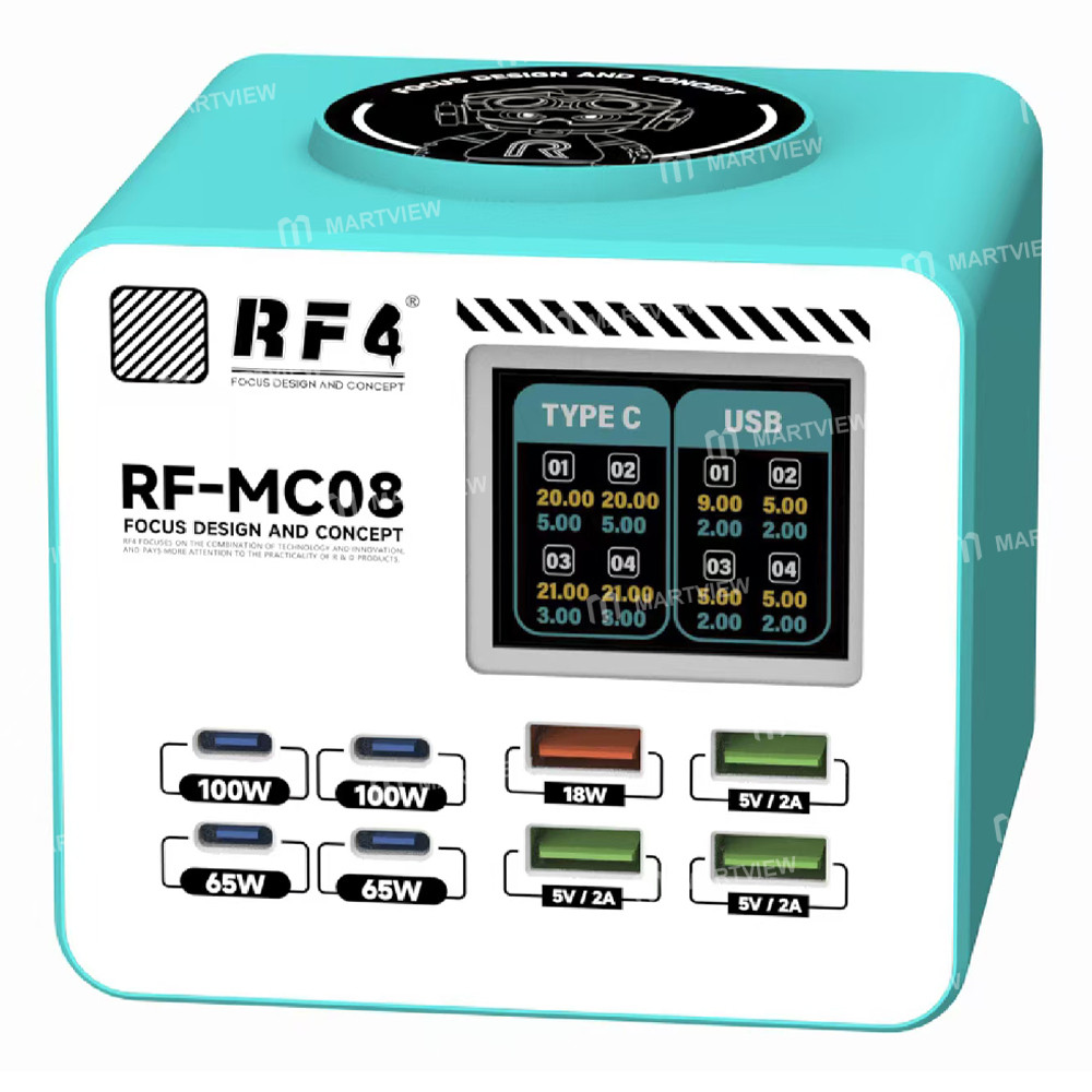 rf4 rf-mc08-150w-smart-full-color-lcd-display-multi-port-charger-for-mobile-phone-laptop-charging-3