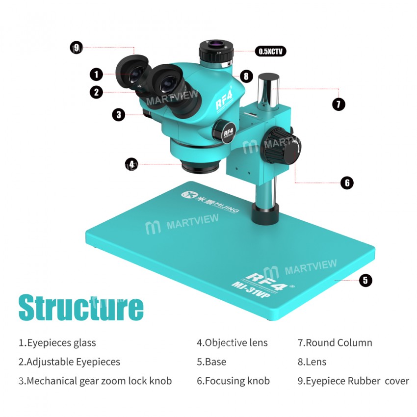 mijing rf4-mj-31vp-7-50x-continuous-zoom-trinocular-microscope-with-aluminum-alloy-base-2
