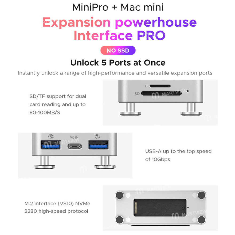 orico ms10-series-usb-c-10gbps-full-cover-expansion-enclosure-for-apple-mac-mini-without-hard-drive-