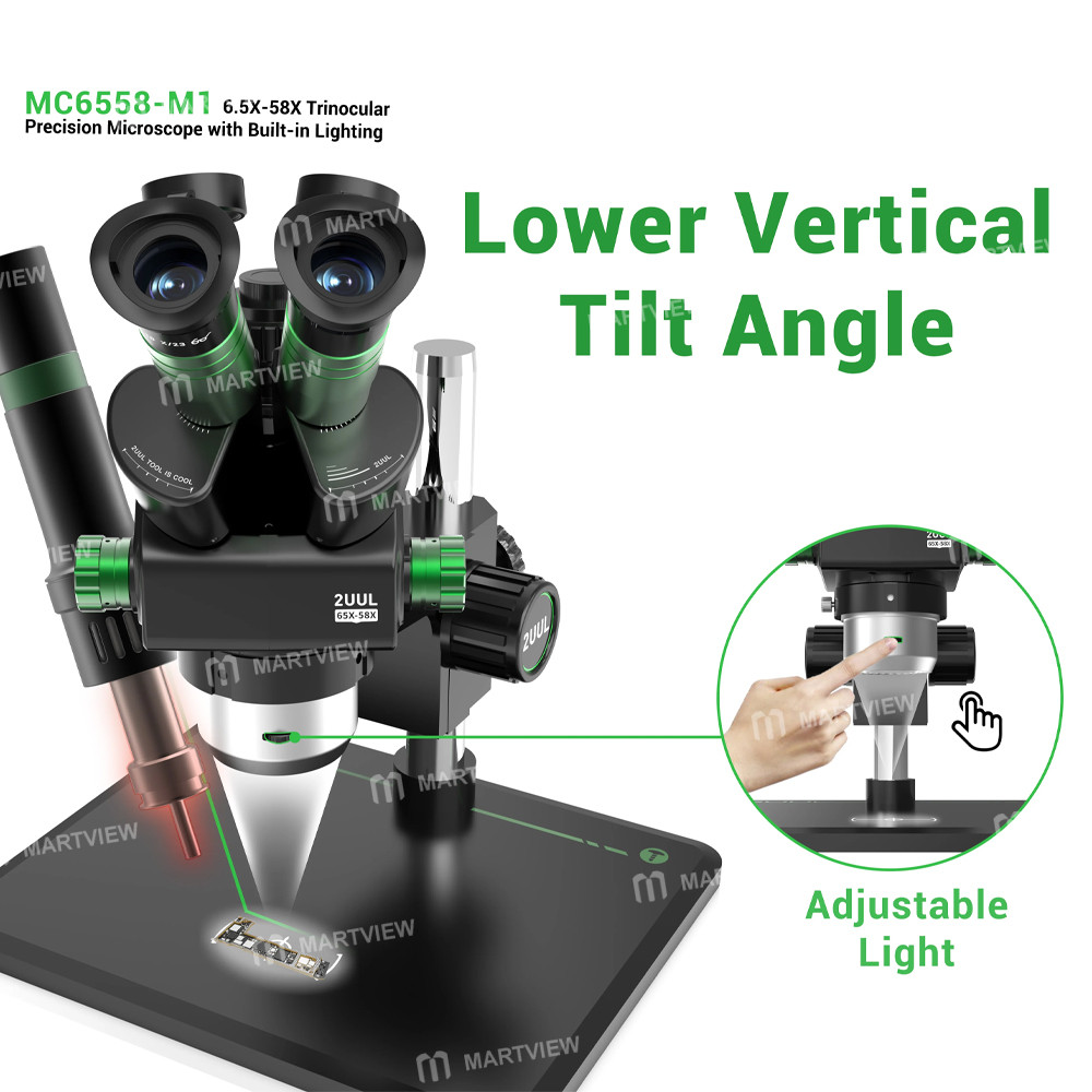 2uul microscope-mc6558-m1-65x-58x-trinocular-precision-stereo-microscope-with-built-in-lighting-4