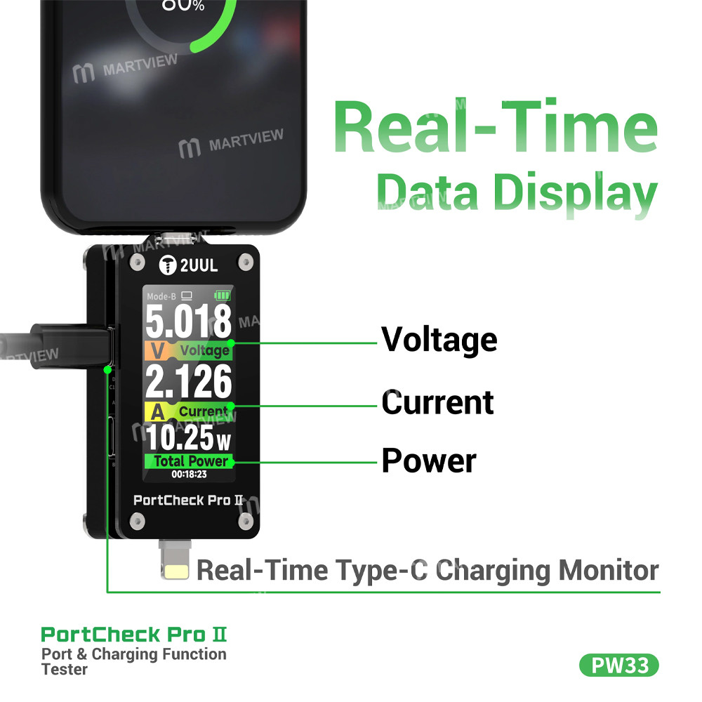 2uul pw33-portcheck-pro-ii-type-c-lightning-charging--port-2-in-1-function-tester-for-apple--android