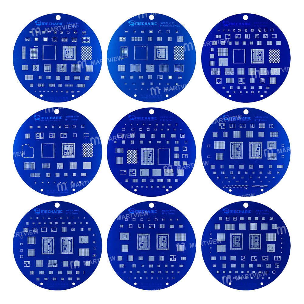 mechanic ufo-9-in-1-iphone-comprehensive-blue-bga-reballing-stencil-set-for-iphone-8-to-17pro-max-1