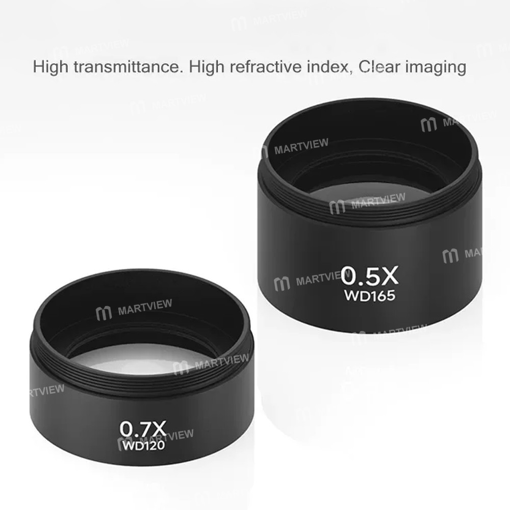0.5X & 0.7X Auxiliary Microscope Lens - Trinocular Zoom Adapter For Stereo Microscopes (WD165 & WD120)