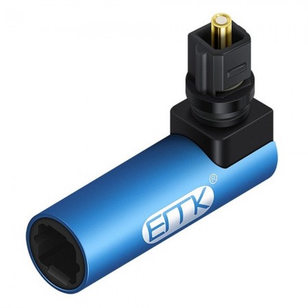 EMK 90 Degree Right Angle Male to Female Optical Audio Cable Adapter for Speaker / Sound / TV Box